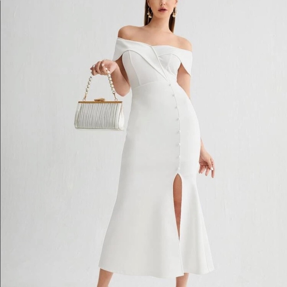SHEIN white off the shoulder dress, size large